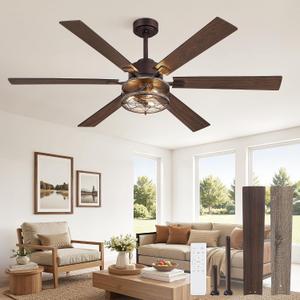 60 Inch Farmhouse Ceiling Fan with Lights and Remote,Oil Bronze