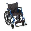 Drive Medical Blue Streak Lightweight Wheelchair with Swing-Away Footrests and Flip-Back Arms, Portable Folding Wheelchair for Adults and Seniors, 18 Inch Seat