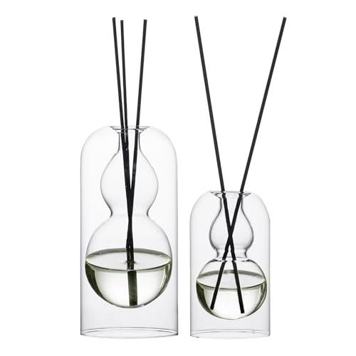 Empty Glass Fragrance Reed Diffuser Bottles,for Essential Oil, with 16pcs Black Reed Sticks,Minimalist Decor, Set. Only 1