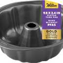 Wilton Gold Non-Stick 9.49 in Fluted Tube Cake Pan, Stainless Steel Bakeware, Made without PFAS, Packaging May Vary
