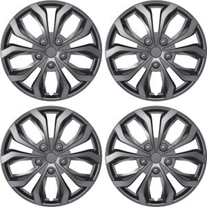 4-Pack Universal Hubcaps Replacement R16 16 inch, Steel Wheel Rim Cover for Most Cars Trucks Sedans SUV, 16" 16 in Wheel Covers Hub Caps (Gray Color)