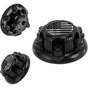 8 Lugs Wheel Center Caps Fit for Silverado Avalanche Suburban Express Sierra Yukon Savana 1500 2500 3500 16" Rim Hub Cover Replace (6 Lugs Bright Black Black American)
