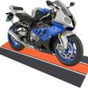 Motorcycle Mat 78 x 31 Inch Garage Floor Rug Washable Parking Mats for Motorcycles, Non Slip, Oil Absorbent Pad, Rubber Backing Layer Protects Floor from Spills, Drips, Stains (Orange)