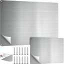 MorningRo 2 Pack Magnetic Board for Wall for Magnets 17.5" x 11.5" and 9.5"x 6.5" Stainless Iron Plate with Back Adhesive Mounting Screws for Bulletin Board Magnets Spice Jar Wall Fridge Display