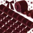 24 Yards Christmas Velvet Wrapping Ribbon, 8 Roll Silk Frayed Handmade Velvet Ribbon for Wedding Bouquet Invitation Christmas Wreaths Decor Gift Wrapping Cards DIY (Burgundy Red)
