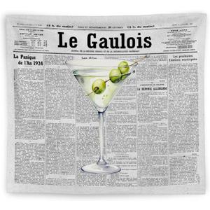 WNAGT Vintage Dirty Martini Tapestry Wall Hanging, Gifts for Martini Cocktail Lovers, Retro Newspaper Cocktail Wall Blanket Decor for Bedroom Home Bar Pub Lounge, 50x60 Inch