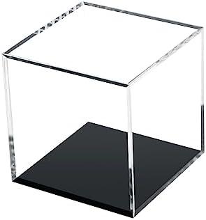 Kcgani Clear Acrylic Boxes for Collectibles Display, Removable Countertop Storage Box Cube Organizer Stand Riser, Dustproof Protection Showcase for Crystals Minerals Slab Fossil Coral, 3x3x3Inch
