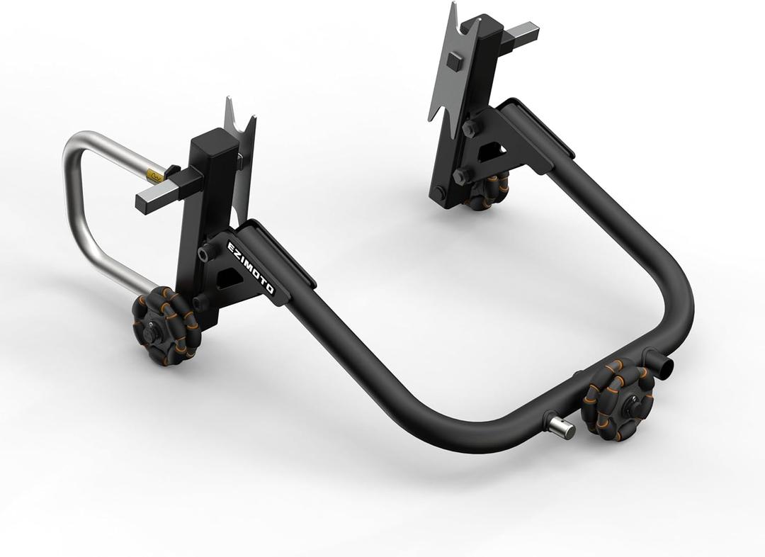 Sport Bike Motorcycle Rear Stand, 360 Movable Lift Stands, Revolutionary Heavy Duty Motorcycle Stands - Quick, Safe, and Easy Single Person Operation Lifting Pins Not Included (Double Arm, Black)