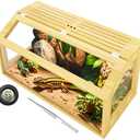 67 Gallon Reptile Tank, Wooden Bearded Dragon Terrarium Tank with Top Ventilation, Large Reptile Enclosure for Snake, Lizard, and Leopard Gecko, Includes Feeding Tongs, 40" L x 20" W x 20" H