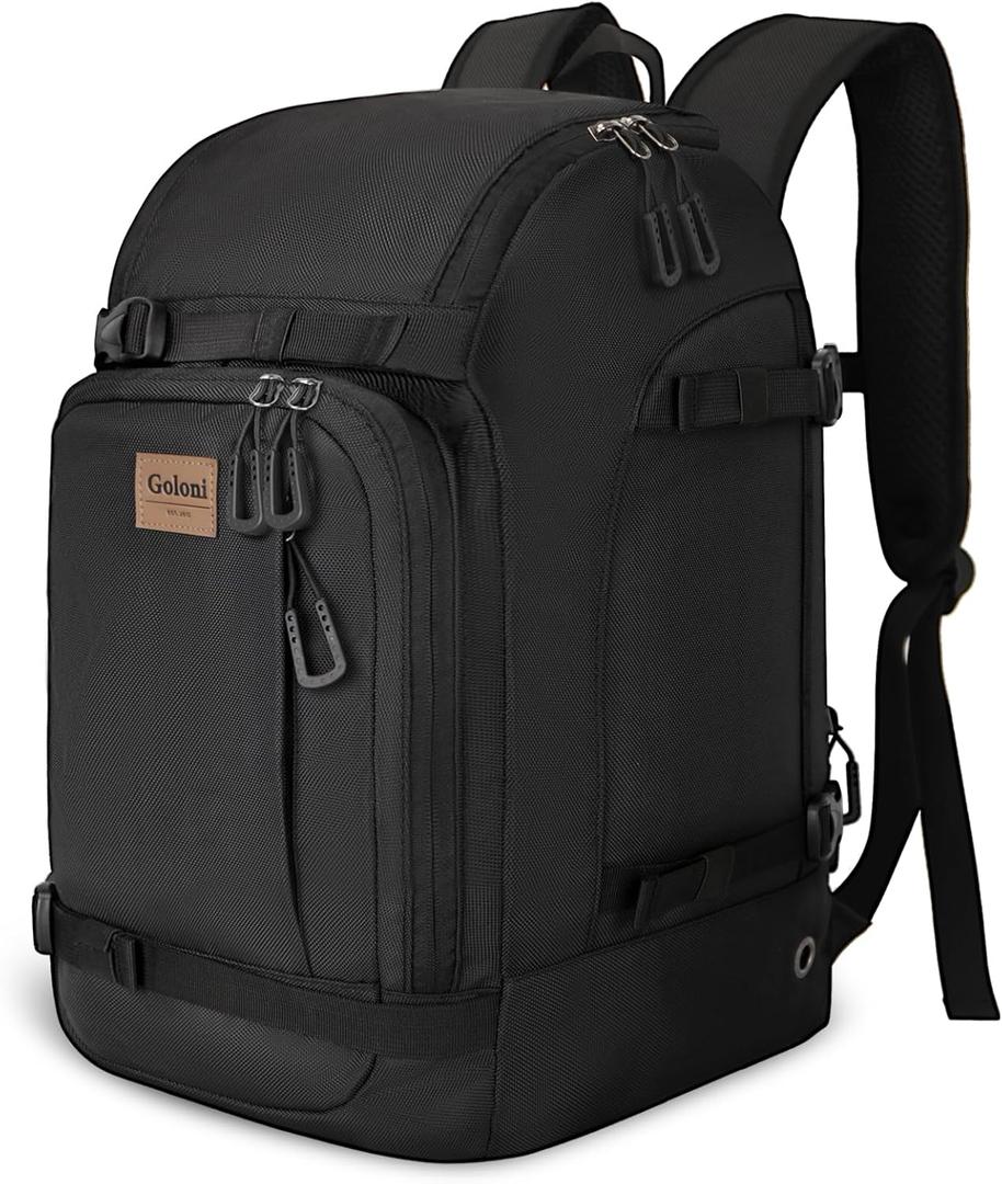 Goloni 50L Ski Boot Bag with Rubberized Exterior/Waterproof Bottom for Skis, Snowboard, Ski Helmet, Accessories (Black)