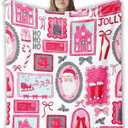 Hot Pink Christmas Fleece Throw Blanket 5060 in, Cozy Santa Blanket for Couch & Bedroom, Gift for Women & Kids (Coquette Decor-02)