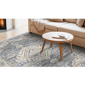 Worxvell Washable Rugs 5x7 - Rugs for Living Room Non Slip Area Rug, Large Oriental Low Pile Throw Rug for Bedroom Distressed Vintage Carpet for Dining Room Office (Grey, 5x7ft)