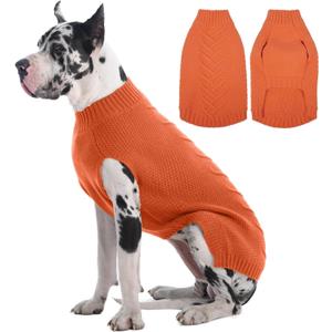 IECOii Big Dog Sweater - Extra Large Dog Sweater for Cold Weather, Orange, 4XL for Doberman & Great Dane (XXXX-Large(Chest:35.4 in))