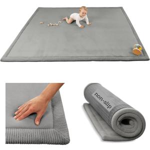 Hakuna Matte CloudSoft Baby Play Mat for Floor  47" Beige  Coral Velvet Memory Foam Rug for Crawling & Cozy Play  Non-Slip, Water-Resistant, Easy-CareTummy Time Mat, Playmat for Playpen
