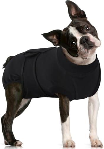 FUAMEY Dog Recovery Suit Male,Dogs Surgery Neuter Suits Puppy Spay Shirts for Female Protect Dog's Skin Anti Licking Abdominal Wounds Doggie Onesie Pet Bodysuit Alternative to Cone Black, Size: M