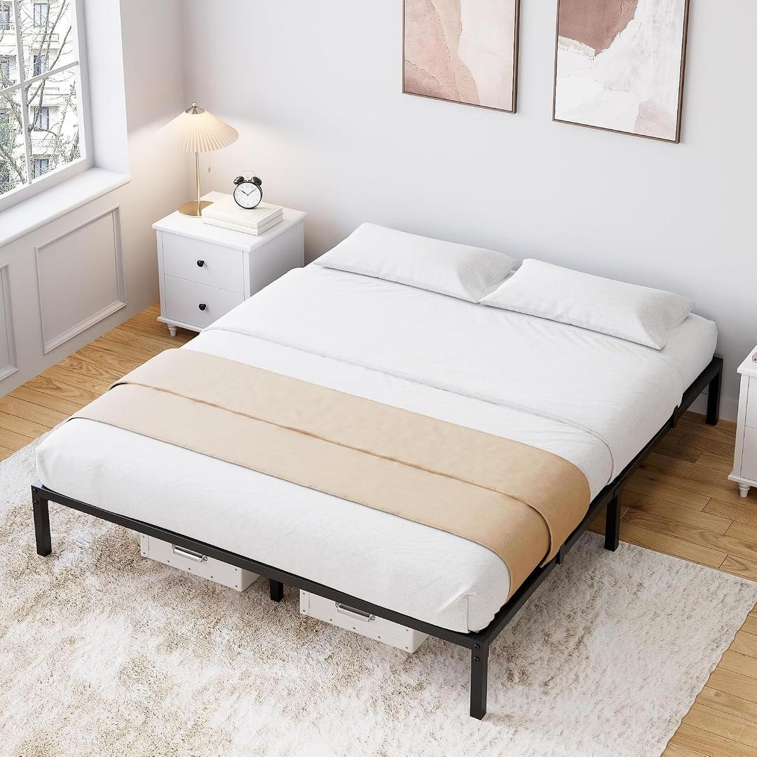 IDEALHOUSE 12 Inch Full Bed Frame No Box Spring Needed, Heavy Duty Metal Platform Bed Frame Full Size for Bedroom Easy Assembly, Noise Free, Black, Full