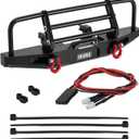 INJORA 37g Front and 26g Rear Bumper - CNC Aluminum Bumper with Light for 1/18 RC Crawler TRX4M Defender Upgrade