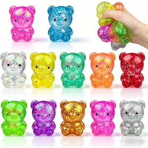 Jofan 8 Pack Squishy Stress Bear Glitter Squeeze Toy Stress Balls Sensory Fidget Toys for Adults Kids Stress Relief Party Favors Birthday Gifts
