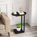 Hosfais Small Side Table End Table, C-Shaped Wood Coffee Table TV Tray for Eating Couch Tables for Small Space, Living Room, Bedroom, Couch (Black 2 Pack)