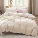 Bedsure Oat Milk Duvet Cover King Size - 3 Pieces Prewashed Cotton-Like Polyester Extra Soft Bedding Set, Includes 1 Duvet Cover 104x90 Inches with Zipper Closure & 2 Pillow Shams, No Comforter