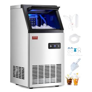 VEVOR Commercial Ice Maker Machine, 80lbs/24H Ice Maker Machine with 28lbs Storage Capacity, 40 Ice Cubes in 15 Minutes, LED Digital Display Freestanding Self-Cleaning for Bar Office Restaurant