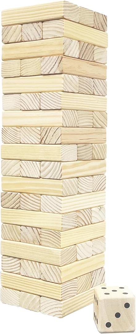 Wooden Tumble Tower Game Yard Outdoor Games for Family Toppling Block Stacking Game (Big-1.48FT)