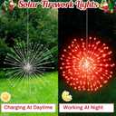 3 Set Christmas Solar Firework Lights Outdoor 120 LED 8 Modes Waterproof LED Hanging Fairy Lights for Christmas Garden Patio Yard Holiday Decoration(White,Red,Green,Single Style)