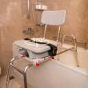 Eagle Health Supplies Sliding Shower Chair Tub Transfer Bench with Cut-Out Seat, FSA/HSA Eligible, Height Adjustable Shower Benches, Inside Shower, Swivel Shower Chair for Elderly and Disabled, 77663