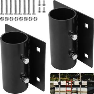2Pcs Side Leg Pipe Holder, Floating Dock Leg Holder, 7/16" Mounting Holes, Black