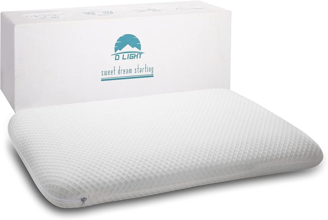 DLIGHT BD Ultra Slim 2.7" Stomach Sleeping Gel Infused Memory Foam Pillow- Ultra Thin and Flat Design for Stomach and Back Sleepers