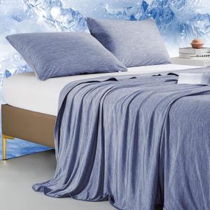 Marchpower Cooling Blanket for Hot Sleepers, Arc-Chill Q-MAX>0.5 Cooling Blanket, Instant Cool to Touch Summer Blanket, Breathable Lightweight Temperature Regulating Blanket for Night Sweats (Blue)