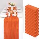18 Pack Orange Cheesecloth Table Runner Gauze Table Runner 10FT Long Semi-Sheer Table Runner Boho or Rustic Wedding Table Decor for Wedding Decor Arch Draping Bridal Shower Holiday Party