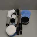 Dovety Electric Spin Scrubber, Shower Scrubber, Power Cleaner Tools with 8 Replaceable Brush Heads, Cleaning Brush with Extension Handle, 2 Adjustable Speeds, 90Mins Work Time for Home Bathtub-White