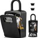 Lockwise XXL Large Key Lock Box, 5.5x4.1x2.1 Waterproof Kirsite Combination Lockbox for Keys Outdoor, Portable Key Lock Box Wall Mount with Code (1 Pack, Black)