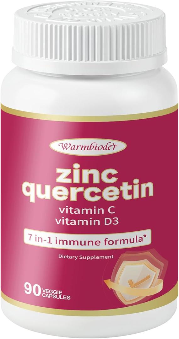 2 x Quercetin with Vitamin C and Zinc,Support Immune, | Quercetin 500mg, Vitamin C 500mg, Zinc 50mg (Picolinate, Citrate, Glycinate, Gluconate),90 Capsules
