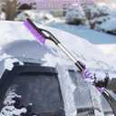 HEEYA Ice Scraper and Brush for Car, Extendable Snow Brush and Ice Scraper for Car Windshield Window, Car Snow Scraper and Brush with Foam Grip for SUV Truck Automobile Vehicle - Purple (33 Inch)