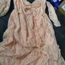 ZIUMUDY Photography Maternity Dress Off Shoulder Lace Baby Shower Pregnant Wedding Dress, Light Salmon, Size XL