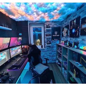 FUSLITE 2026 New 3D Thundercloud LED Light Cotton Lightning Cloud Colorful Atmosphere Night Light, DIY Creative Cloud Lights Gaming Room Garage Club Bar dj Party Light, Restaurant, 32 Feet