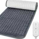Comfytemp Heating Pad for Back & Period, FSA Eligible Electric Large Heat Pad, 2H Auto Off, Birthday Gifts for Women Men Mom Dad, HSA Approve Moist Neck Shoulder Legs Knee Heated Pad Washable, 12"x24" (Light Grey-m)