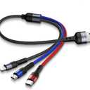 USAMS Multi USB Cable 1ft 2Pack Short 3 in 1 Charging Cable Nylon Braided Adapter with Type-C Micro USB Port Connectors for Cell Phones and More