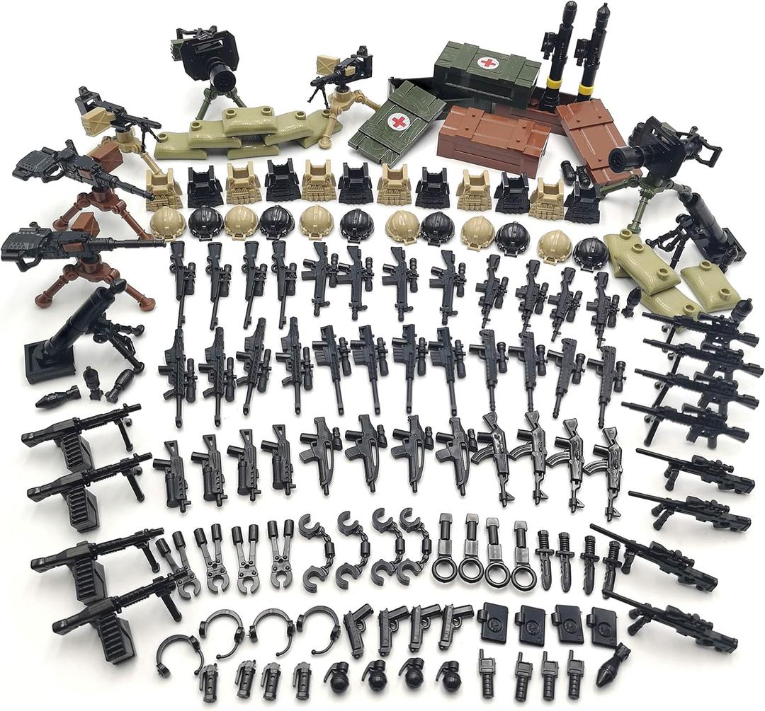 ZHX Weapon Pack Military Weapon Accessories Army Guns Simulate Battle Building Blocks Brick Toys for Kids