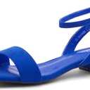 Shoe Land Women's Low Heels Dressy Sandals for 2025-1 Inch Chunky Block Short Heels | Square Open Toe with Adjustable Ankle Strap | Wedding & Party Heeled Sandals, 1901Black, Size 8.0, SL-Melinda 11
