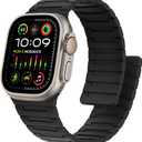Magnetic Bands Compatible with Apple Watch Band 49/46/45/44/42/41/40/38mm Men Women Silicone Sport Wristband for iWatch Ultra2 SE Series 10 9 8 7 6 5 4 3 (42/44/45/46/49, Black)