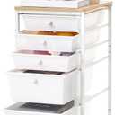 VEVOR Rolling Cart with Drawers, 5 Drawer Storage Organizer, Mobile Utility Cart with Wood Top, Steel Frame, Universal Casters & 2 Brakes, for Office, Classroom, Craft Supplies, Bedroom, Makeup, White