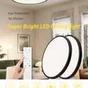 1pack 24 Inch Remote Control Dimmable Large LED Flush Mount Ceiling Light, 50w Led Ceiling Light, 2700K-6000K Selectable 4980lm Ceiling Lights, Super Slim Led Light Fixture for Bedroom Kitchen(Black)