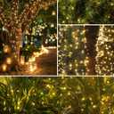 2 Pack 200 LED Solar String Lights for Outside, Solar Christmas Lights Outdoor Waterproof, Solar Outdoor String Light with 8 Lighting Modes for Xmas Tree Wedding Party Garden Decorations (Warm White)