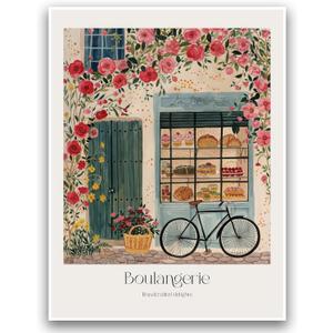 HGHGLX Coffee Bar Wall Decor Bread Kitchen Wall Art Decor Cozy French Boulangerie Art Print Charming Pink Watercolor Poster 12x16 Inch UnFramed for Living Room Aesthetic Home Decor Bedroom Decoration (16L" x 12W")