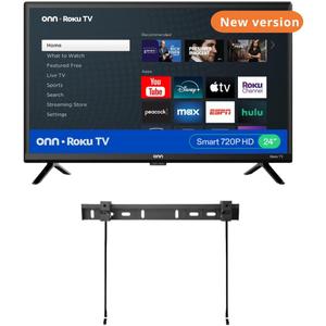 ONN 24-Inch Class HD 720p Smart TV + Free Wall Mount with Wi-Fi Connectivity and Mobile App | Flat Screen TV | Compatible with Home Kit | Alexa and Google Assistant 