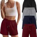 Neer 4 Pack Womens Sweat Shorts High Waist Athletic Shorts Summer Loose Elastic Drawstring Short Sweatpants with Pocket (M)