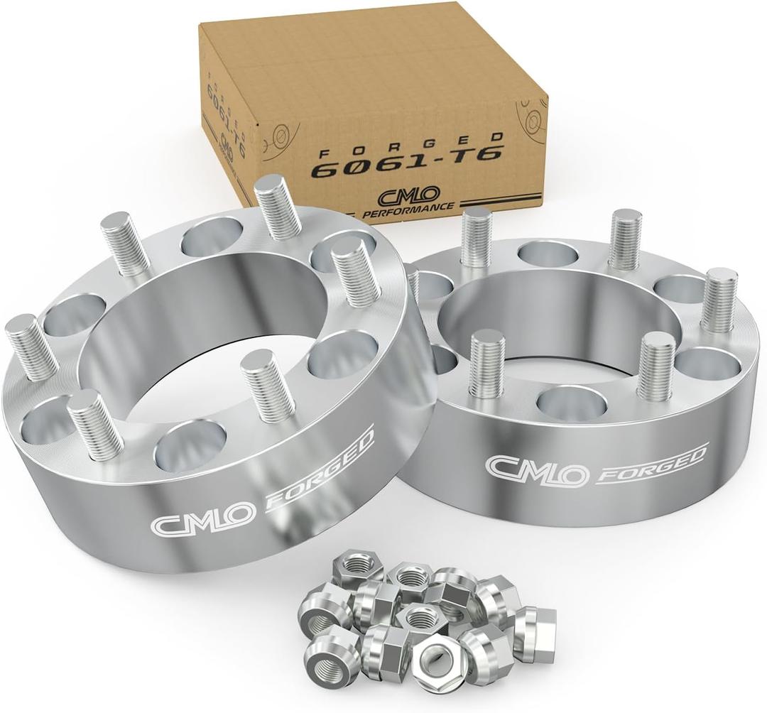 6x5.5 Wheel Spacers Forged 2 Inch (50mm)Compatible For GMC Jimmy C15 K15 K1500 K1500 Suburban, Chevy Blazer K1500, For Jeep Cherokee, International Scout (2pc 108mm 7/16-20 Studs) 6x139.7 Spacer (Silver)